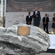 Premiér Petr Fiala pronáší slavnostní projev před poklepáním základního kamene Areny Brno